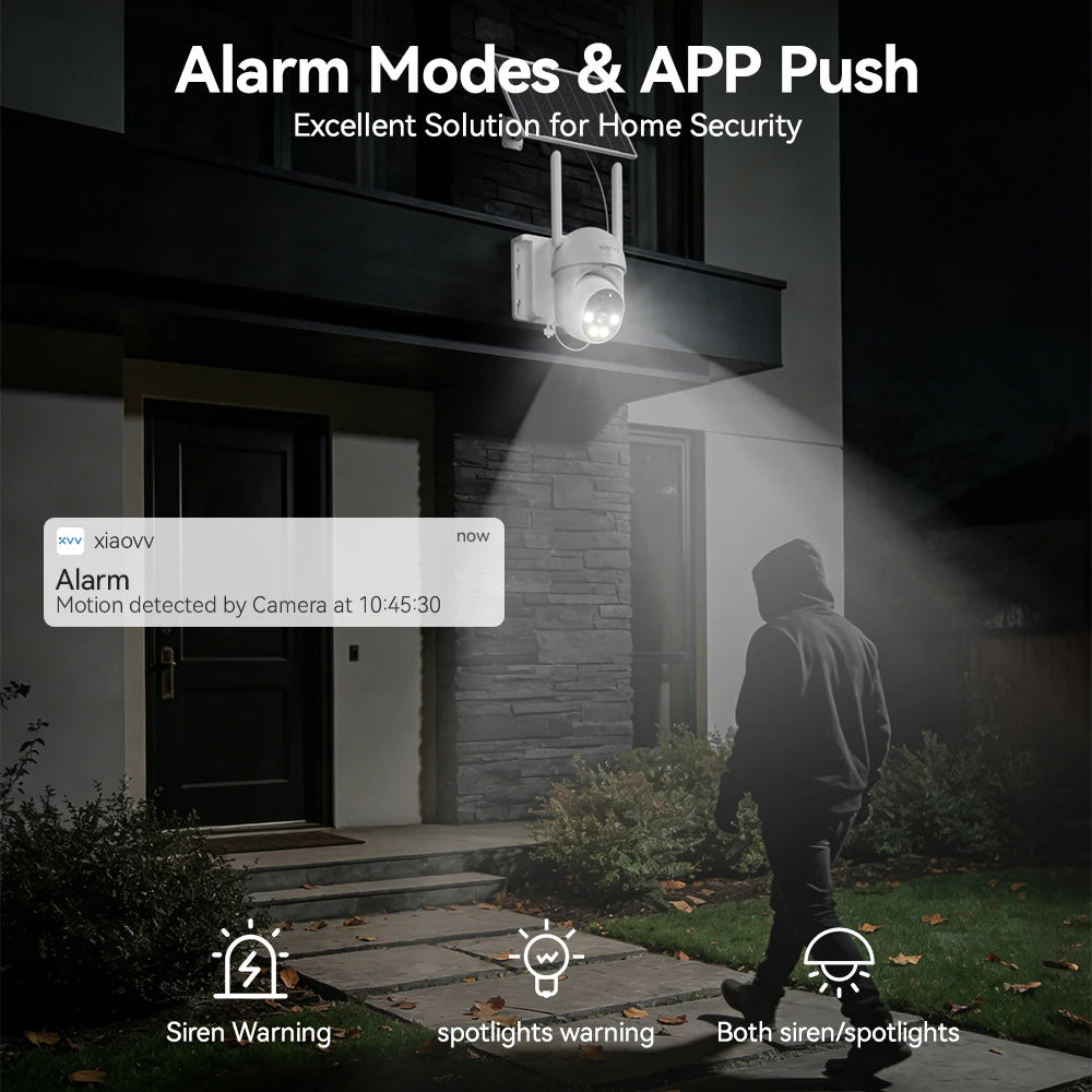 6MP Solar Camera Wifi Surveillance Security Cameras Home Protection Battery Cameras IP65 Waterproof  PIR Detect Two Way