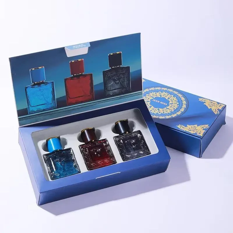 Men Perfume Gift Set 3Pcs Eros Cologne Long Lasting Light Fragrance Woody Scent Male Parfum Spray Luxury Gift Box For Men Birthday Present