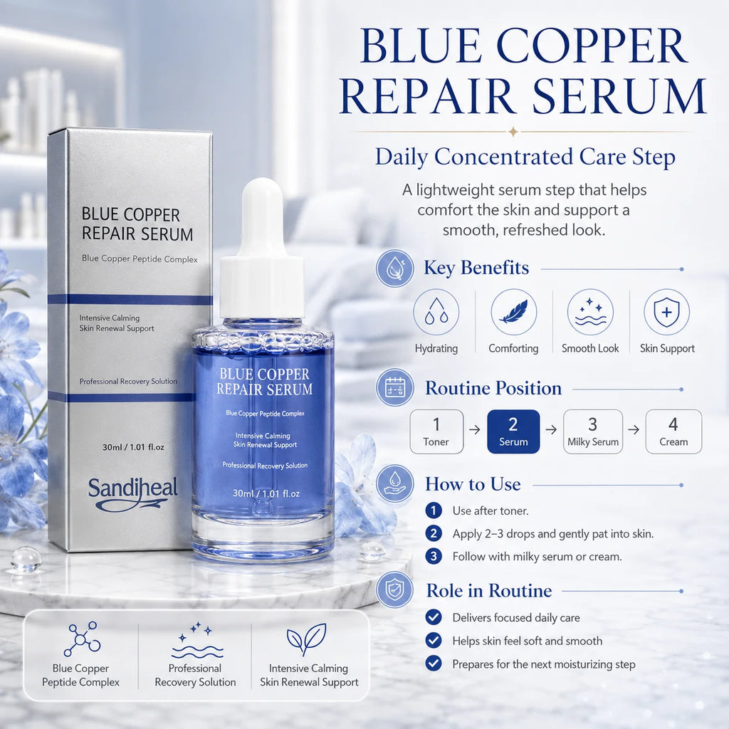 Blue Copper Facial Serum Hydrating Moisturizing Skin Care Moisturizing Smooth and Refreshed Skin