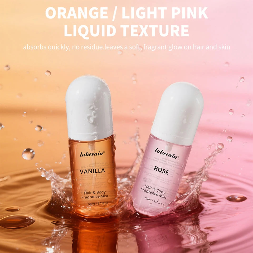 50ml Vanilla Rose Fragrance Spray Hair & Body Fragrance Mist Fresh Long Lasting Fragrance Perfume Travel Size Freshener Spray
