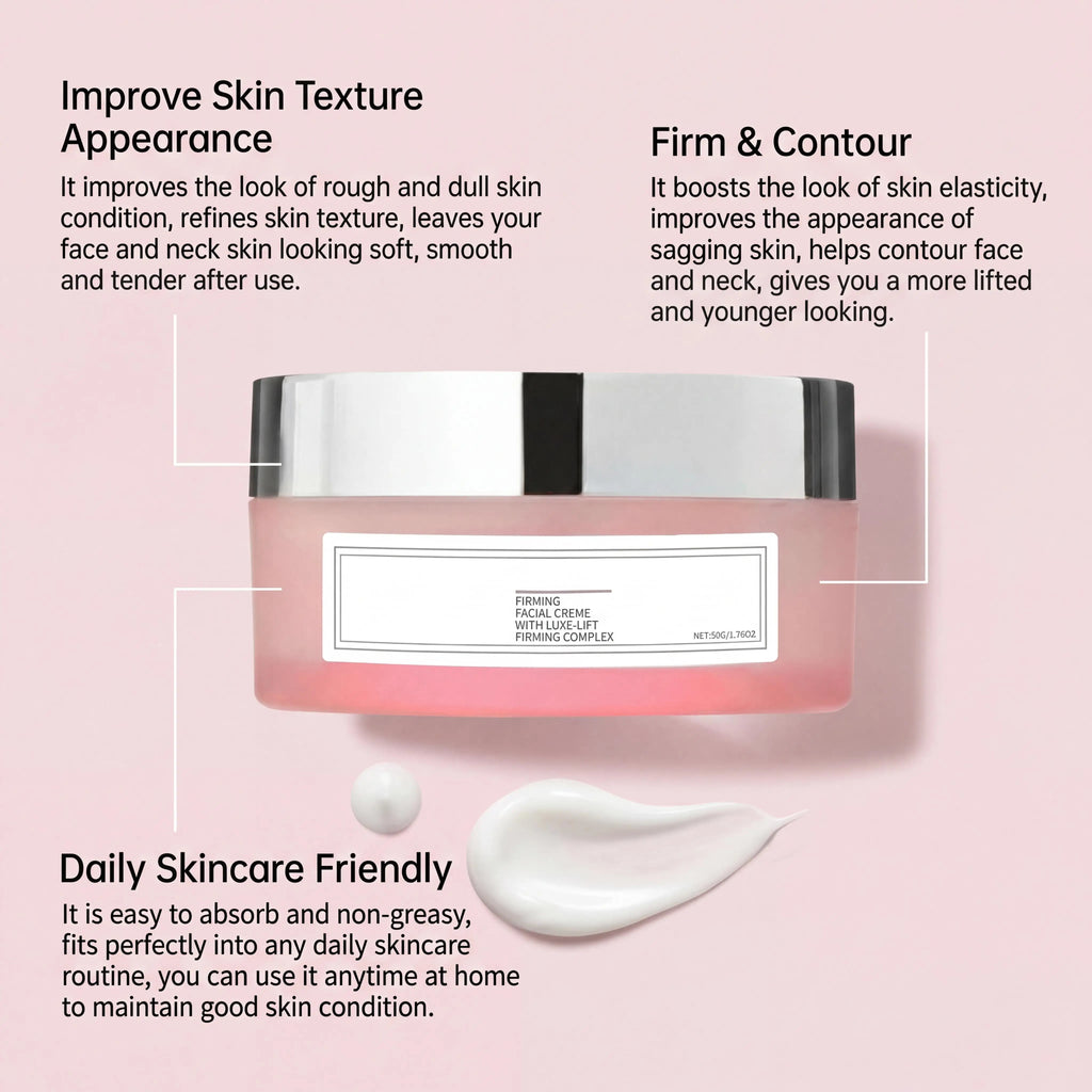 Firming Facial Cream Collagen Rose Oil Deeply Hydrates Rough Texture Replenishes Moisture Restores Elasticity Lifts Contours Smooths Skin Face Neck Moisturizer