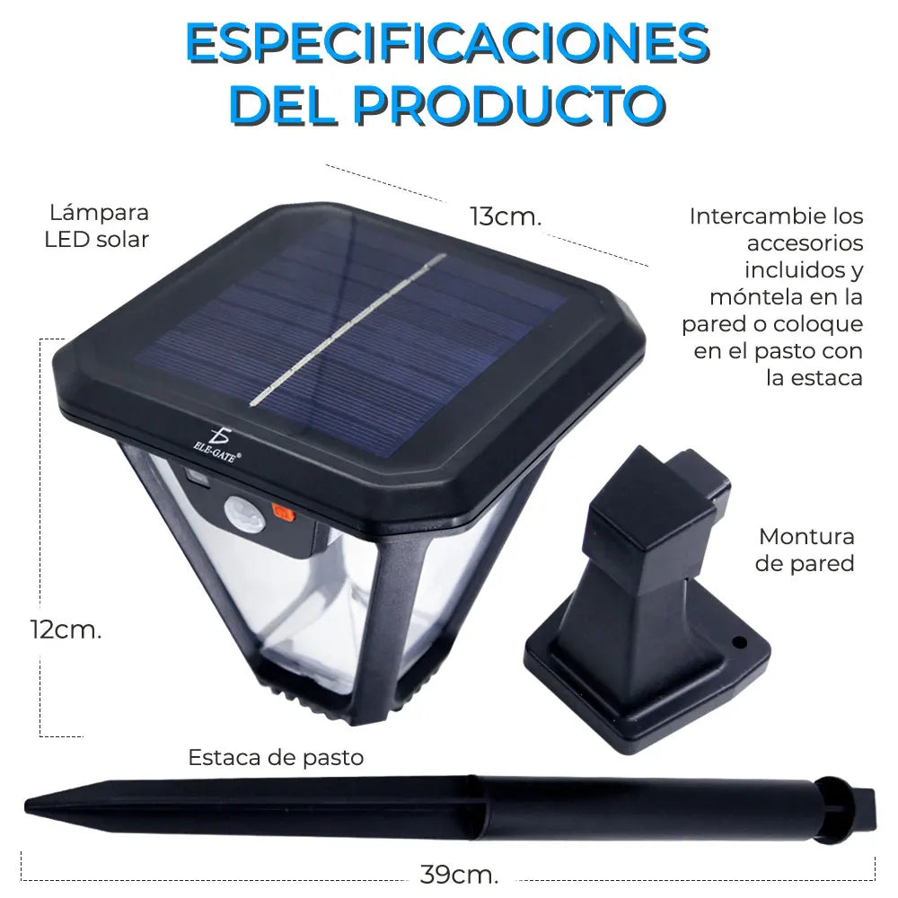 Automatic 5W LED Solar Lamp Outdoor Gardens Warm White Light IP65 Waterproof PC Body DC Power Supply ROHS Certified Wall Mount