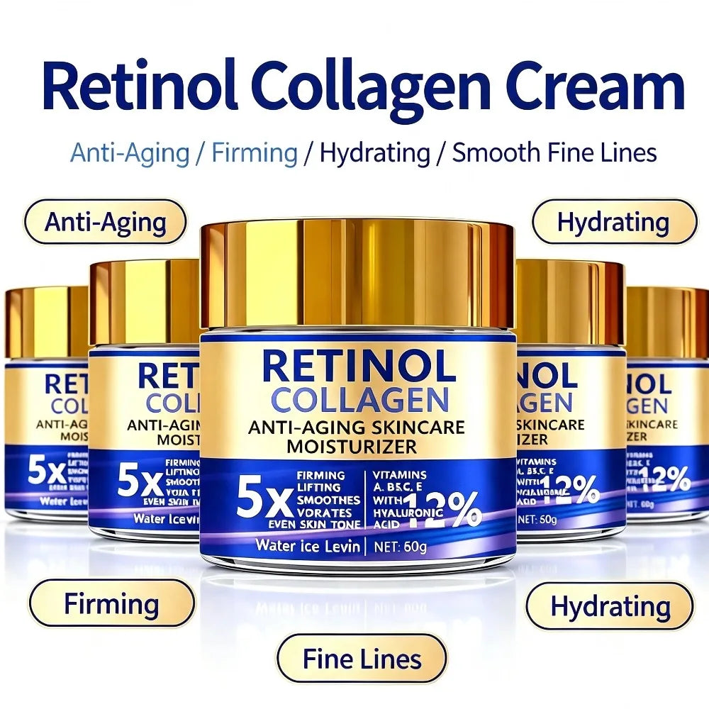60G Retinol Collagen Face Cream Moisturizing and Anti-Wrinkle Firming Cream Firming Lifting Smoothing Face Cream Even Skin Tone