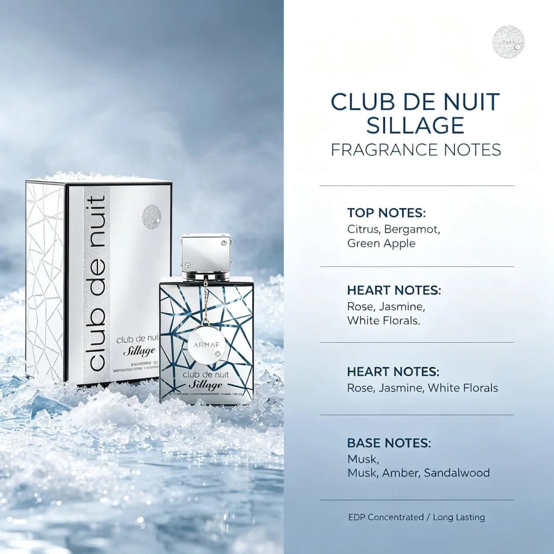 Armaf Club De Nuit Sillage Unisex Eau De Parfum (3.6 oz / 105 ml) – a Spicy, Woody, and Oriental Fragrance Featuring Long-Lasting, High-Projection Performance (8–10 Hours); an Ideal Gift for Birthdays or Anniversaries.