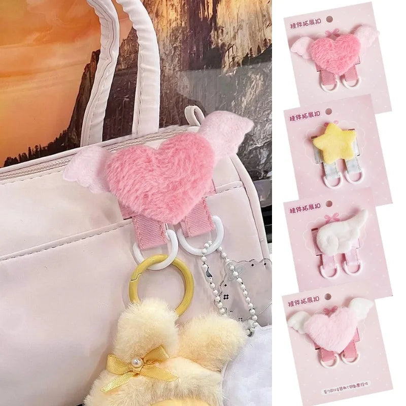 Cute Cartoon Doll Keychain Creative Angel Wings Bag Pendant Kawaii Backpack Charm DIY Keyring Jewelry Accessory Girl Gift