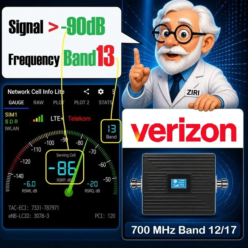 Cell Phone Signal Booster Verizon AT&T T Mobile US Cellular on Band 12 13 17 Boost 5G 4G& LTE Signal Smart LCD FCC Approved