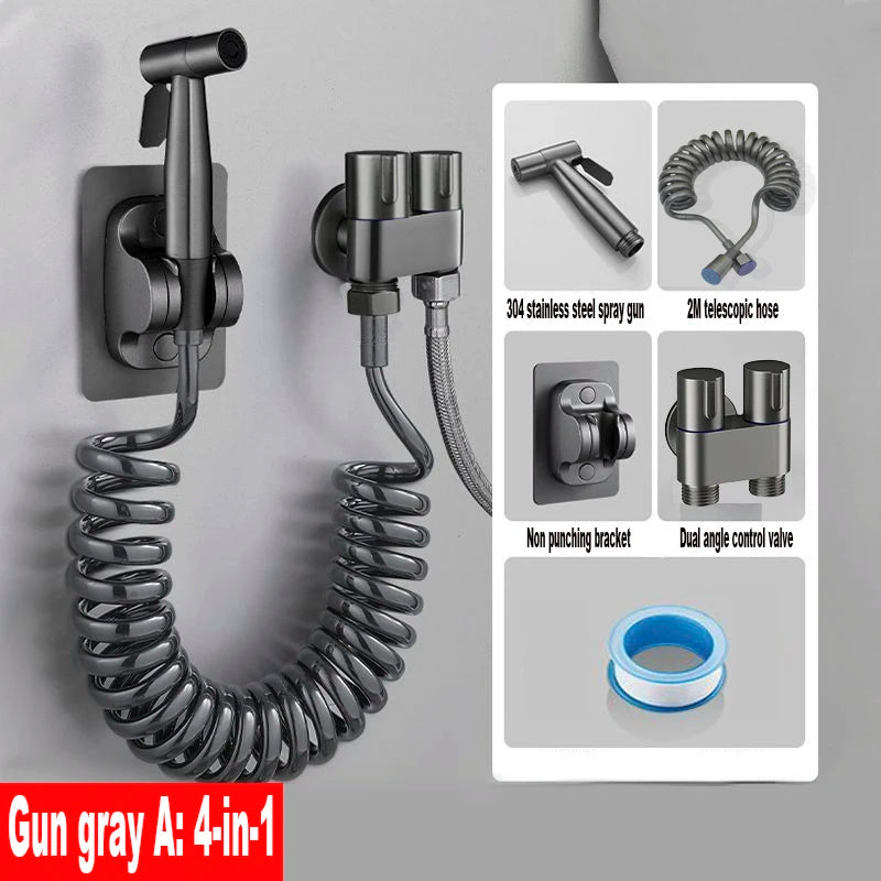Handheld Toilet Bidet Faucet Sprayer Stainless Steel Bathroom Bidet Spraye Set Hand Sprayer Shower Head Self Cleaning No Punch