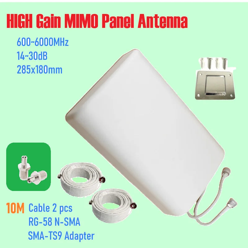 T Mobile 600 6000 MHZ 4G LTE 5G MIMO 2x2 8 14 DBi High Gain Fixed Mount Outdoor Directional Panel Antenna for Routers Hotspots