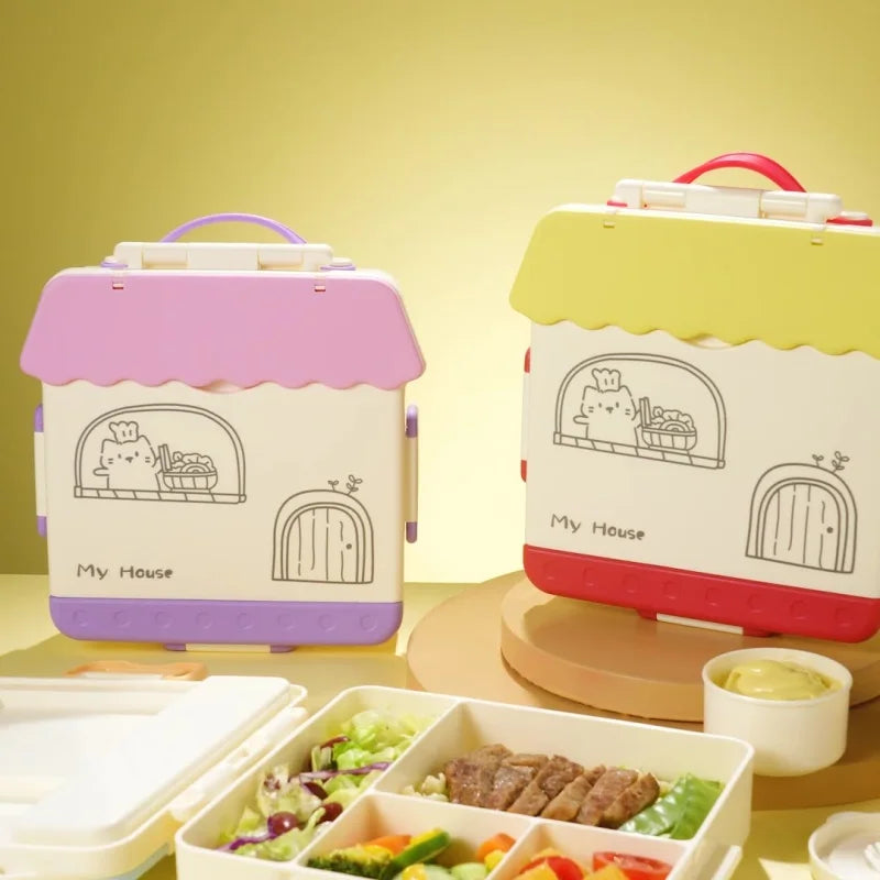 Portable Sealed Lunch Box Student Bento Box Microwave Available Heating School Office Staff Fruit Food Containers Forks Spoons