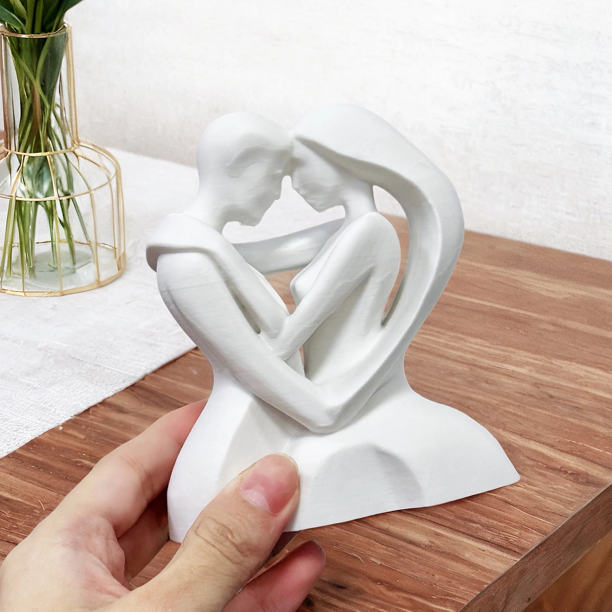 omantic Embracing Couple Sculpture, White Abstract Love Figurine, Modern Home Office Decor,  Modern Romantic Love Sculpture