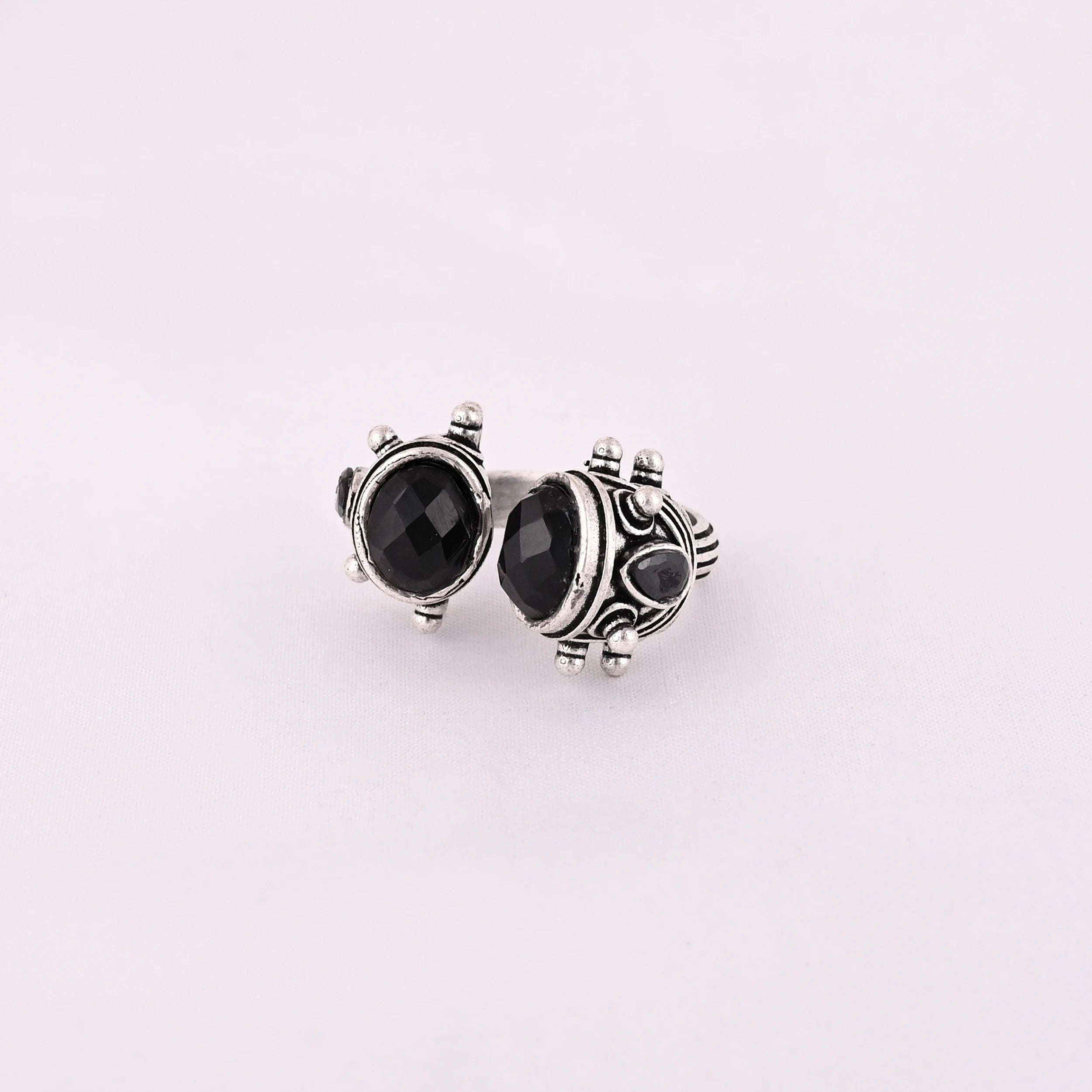 LUXVORY Gold Plated Brass Trendy Fashion Ring with Black Onyx for Women-Any Occasion