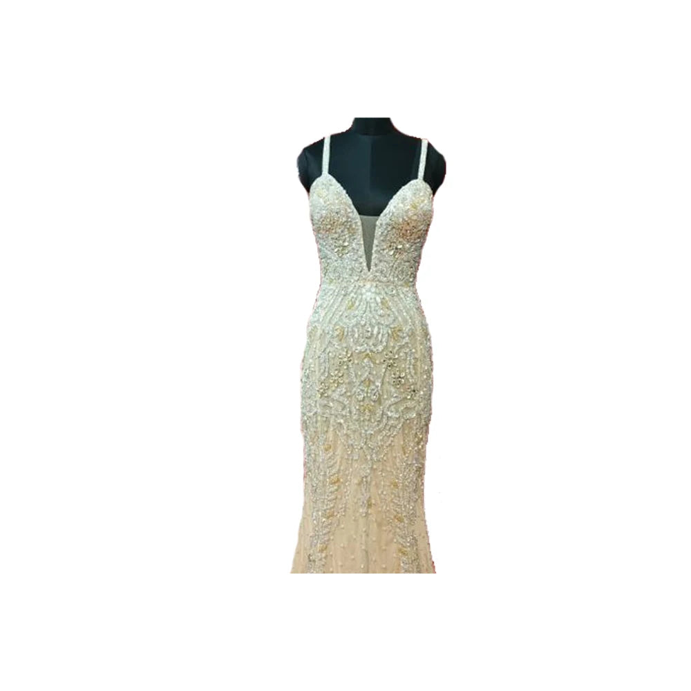 Bulk Quantity Supply Rajgadhia Evening Gown Handmade Beaded Dress Sleeveless Floor Length Fancy Gown