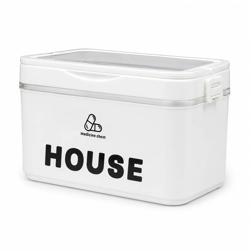YX Large-Capacity Multi-Tier Stackable Storage Box Practical Portable Home First Aid Emergency Kit with Transparent Lid and Handles Organizer for Pills Crafts Hair Accessories Cosmetics Small Items Kitchen Bathroom Office Dor