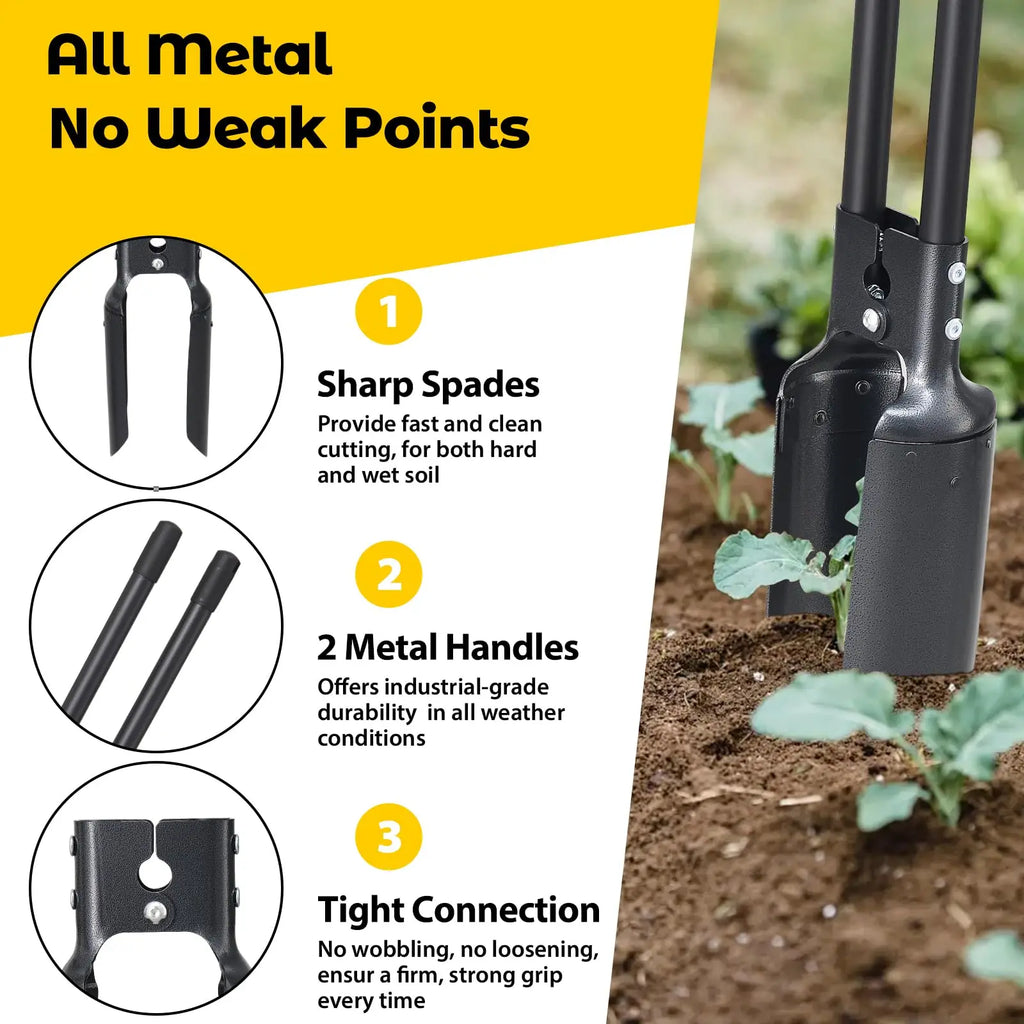 Post Hole Digger Tool Lawn Soil Digging Dual Sharp Blades Garden Shovel for Soil Plugging Digging Garden Yard Agriculture Yard