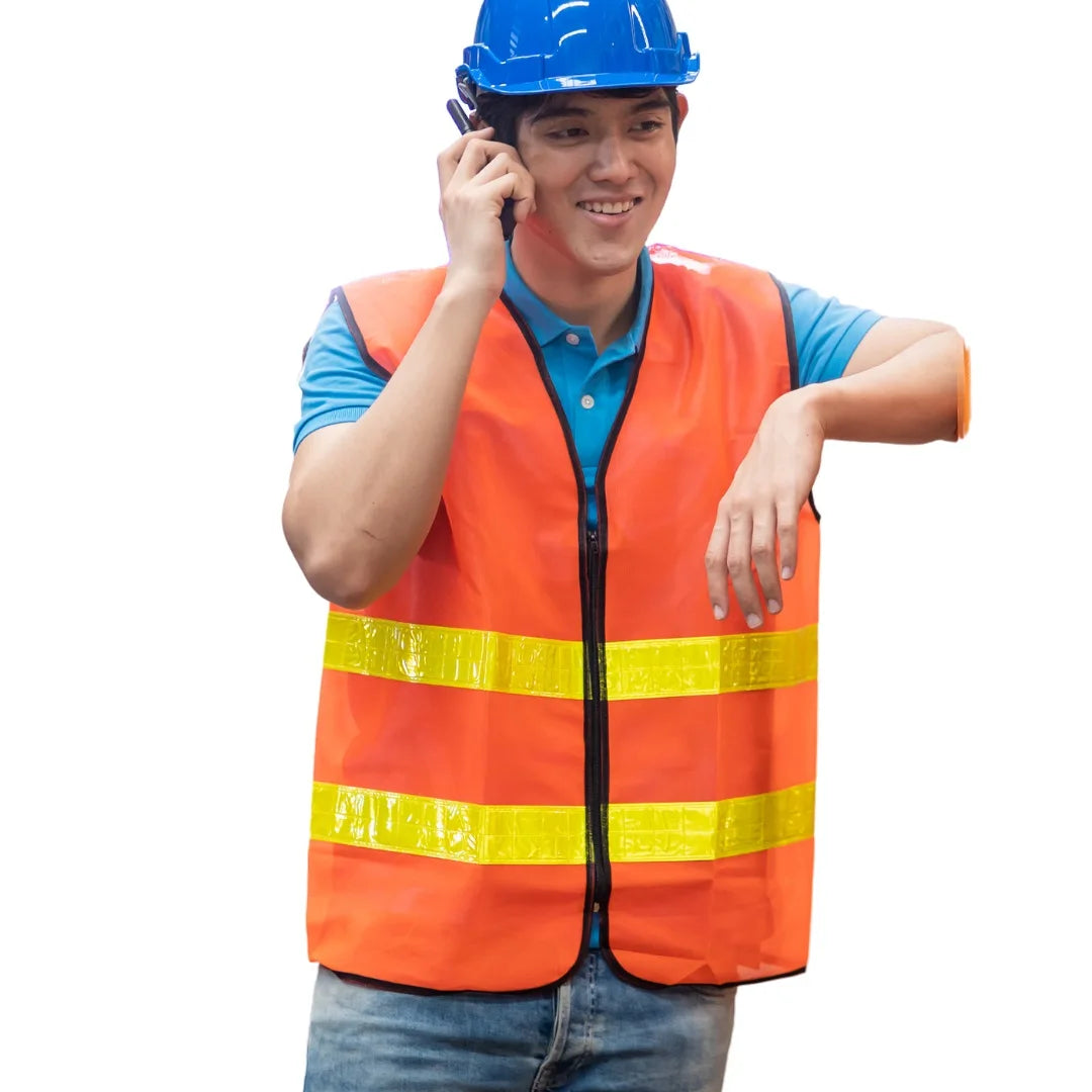 Custom Logo Hi-Vis Safety Vest with Reflective Pockets High Visibility Industrial Uniform Workwear for Construction