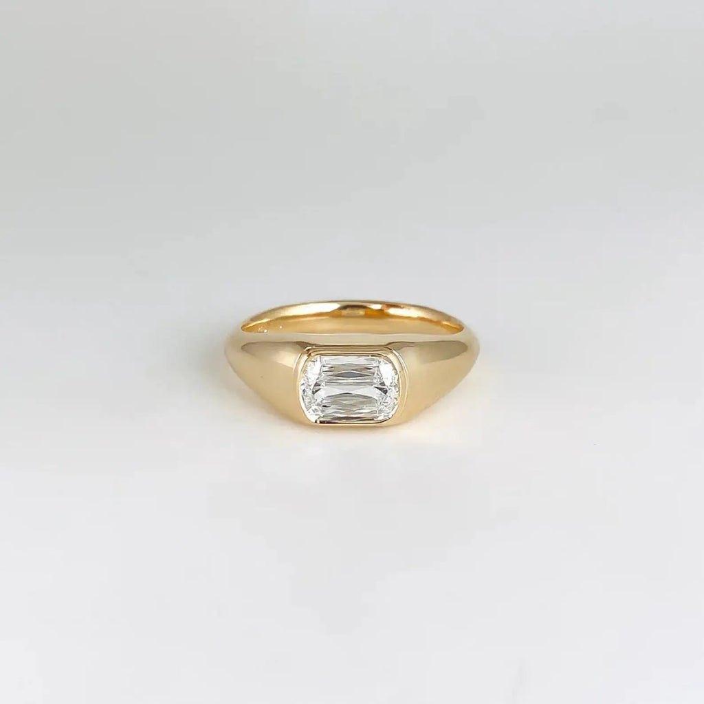 Vintage Style Cushion Cut Moissanite Diamond Solitaire Engagement Ring Bezel Set for Bridal or Anniversary Gift Gemstone Rings