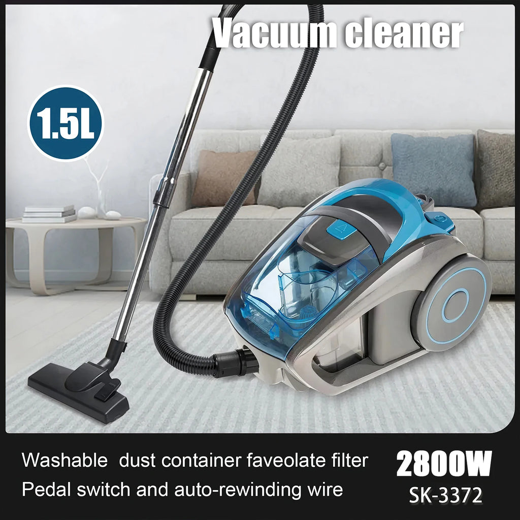 2800W Corded Vacuum Cleaner 15000PA Dust And Mite Cleaning Robot For Hardwood Floors Tiles Pet Hair
