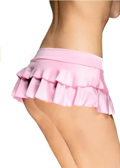Basic Women's Mini Skirts A-Line Low Waist Solid Color Ultra-Short Skirts Ruffle Hem Tight Skirts Schoolgirl Role Play Costume