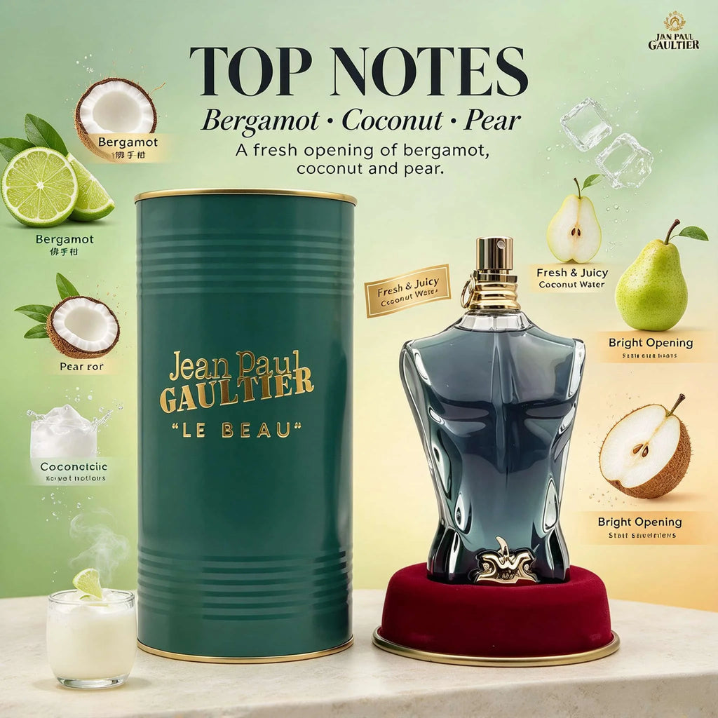 Jean Paul Gaultier Le Beau Eau De Toilette 4.2 oz 125ml | Fresh and Fragrant Wood with Bergamot, Coconut Wood, and Lingxiang Beans | Long Lasting Fragrance for 6-8 Hours, Tropical Milk Sensation, Sunny Vitality | Daily Commut