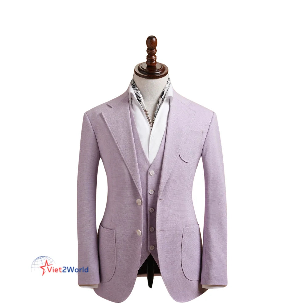 Custom Tailored Luxury Men's Blazer High Quality Windproof Breathable Anti-Static Nonwoven Business Suit Pleated Front Single