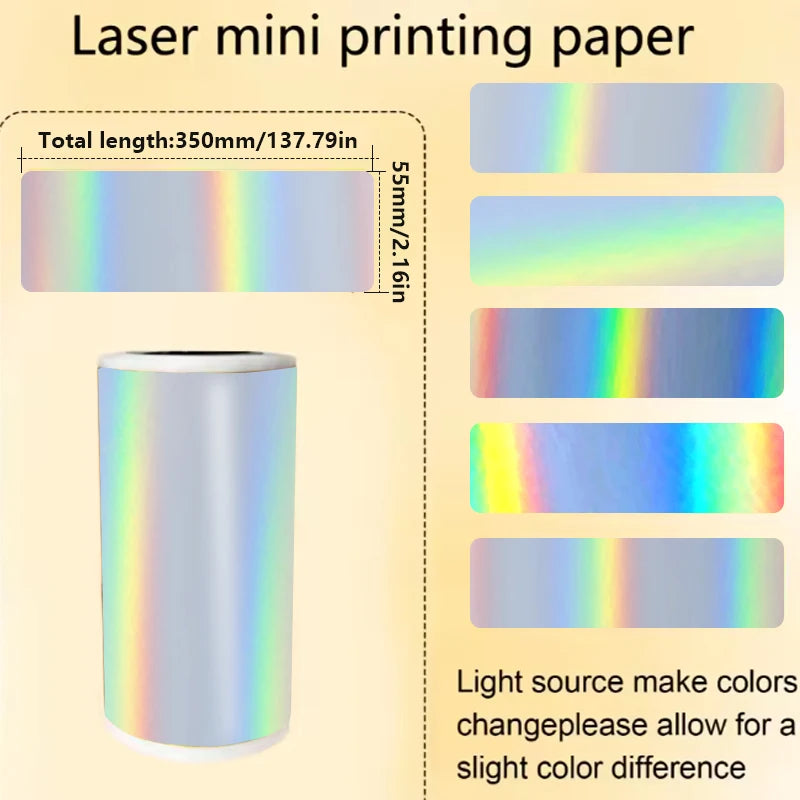 Thermal Printer Papers 57mm Self-adhesive Thermal Papers HD Color Label Printers for Inkless Mini Portable Printer
