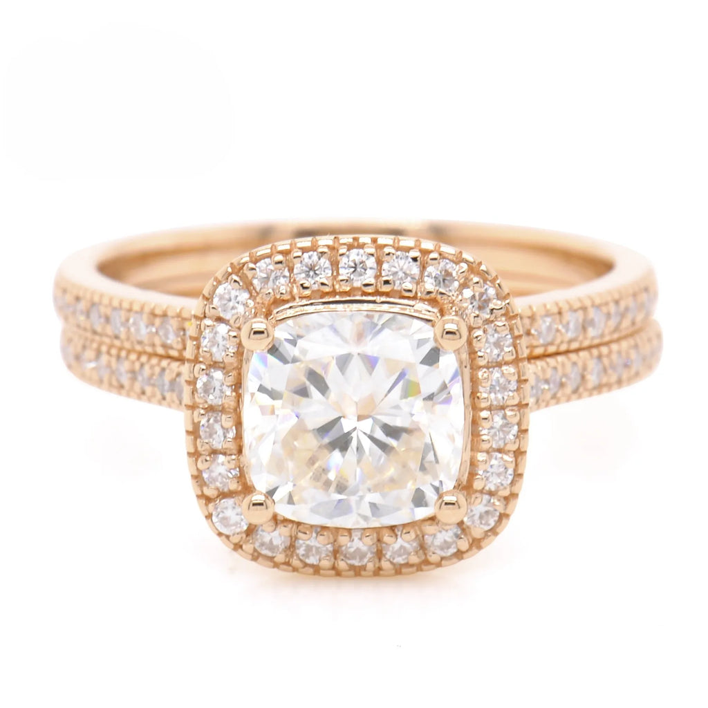 Original 14K Gold Fine Rings Cushion Cut Lab Grown Diamond VVS Clarity Diamond Fine Jewelry for Women Wedding Party