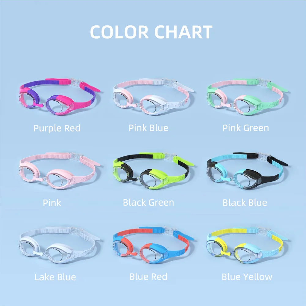 Kids Swimming Goggles Waterproof Swim Eyewear Glasses Anti-fog&Leak Girls Boys Youth Quick Adjustable Strap Age 3-14 Years Old