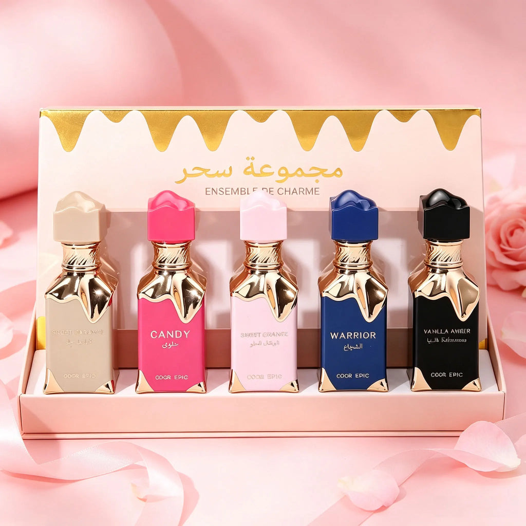 5 Pcs Arabian Eau De Parfum Gift Set Multi‑Scent 30ml Each Unisex Sweet Fruity Vanilla Amber Perfume Long Lasting Oriental Fragrance Natural Spray Collection Kit For Women