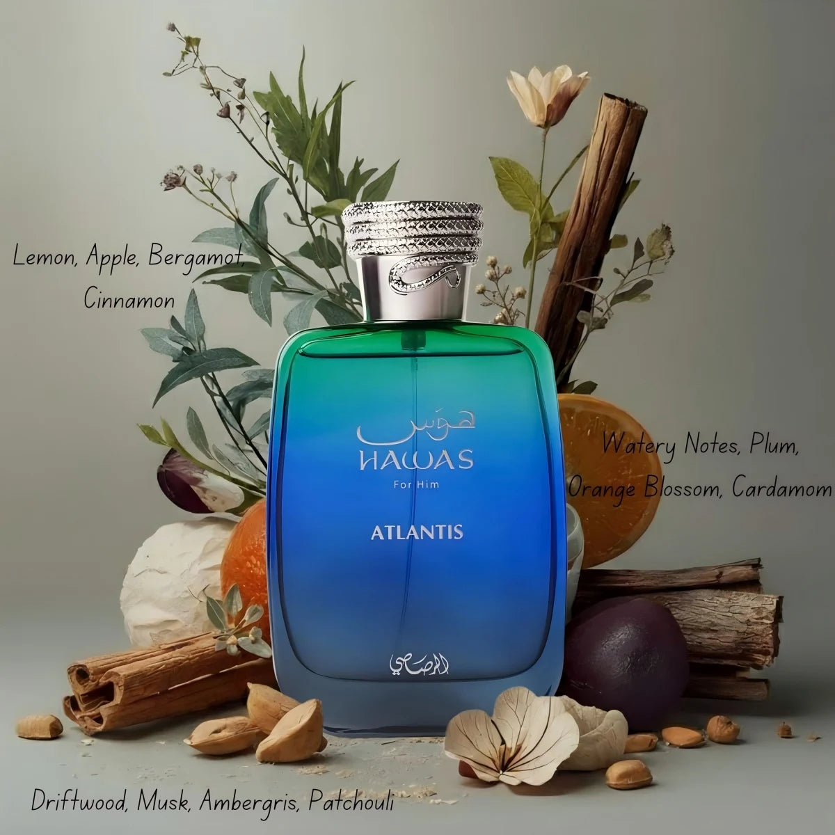 Hawas For Him Atlantis Eau de Parfum 100ml 3.38fl.oz Men Aquatic Woody Long Lasting Fragrance
