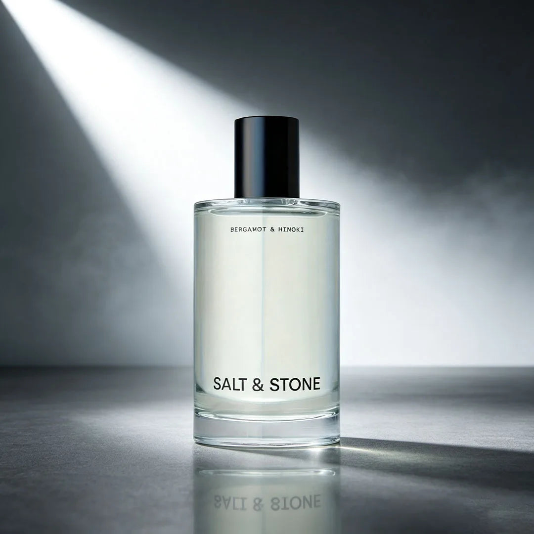 SALT & STONE Bergamot & Hinoki 100ml 3.4Oz Unisex Fragrance, Calming Minimalist Perfume for Casual Outings, With Woody Hinoki and Bright Orange Blossom Notes