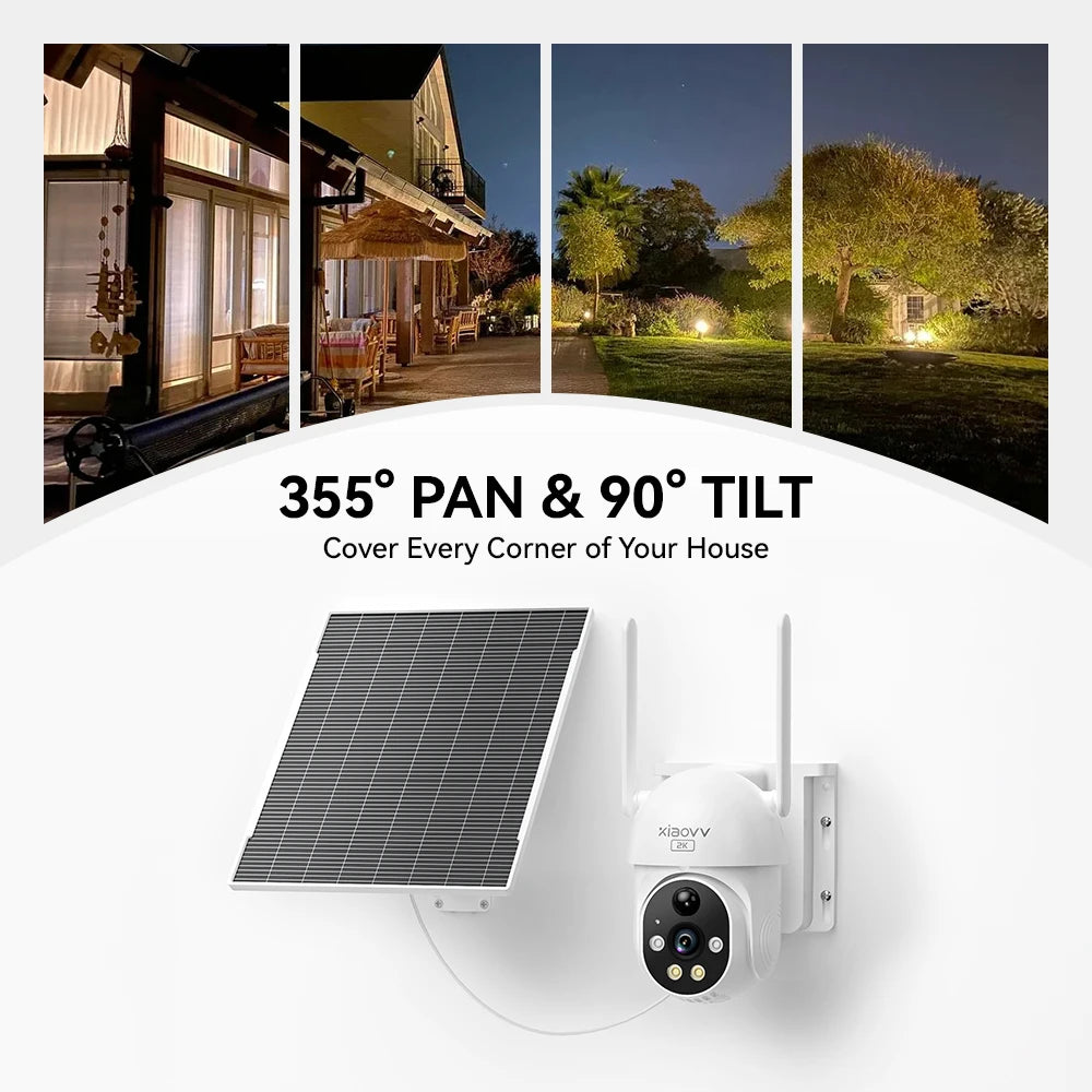 6MP Solar Camera Wifi Surveillance Security Cameras Home Protection Battery Cameras IP65 Waterproof  PIR Detect Two Way