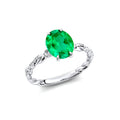 Wedding Statement Rings Lab Grown Emerald Gemstone Real White Diamonds 18kt Solid Rose Yellow Gold Rhodium Plated Bulk