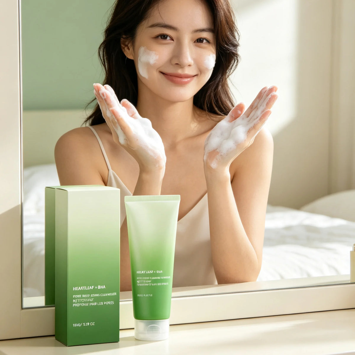 BHA Heartleaf Cleanser Oil Control Cleans Pores Refreshing Deep Facial Cleansing Creamy Rich Foam Exfoliating Face Cleanser 150g