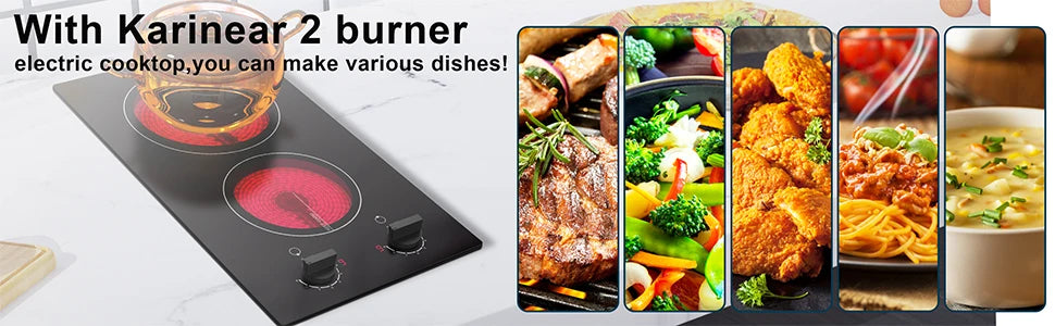 Karinear Portable Electric Cooktop, Electric Stove Single Burner Ceramic Cooktop with Touch Control, Child Safety Lock, Timer, Residual Heat Indicator, Overheat Protection, 1800W 110V Infrared Burner | Ceramic Cooktop, Sensor