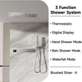 630×330mm Ceiling Thermostatic Shower System Concealed Brass Rainfall Waterfall 4 Function Digital Display Anti-Scald Bathroom S