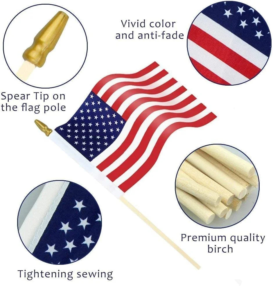 Durable 5m Telescopic Pole Digital Printing Waterproof Quick-Dry Eco-Friendly Hand Waving Flags Made Polyester Silk Plastic