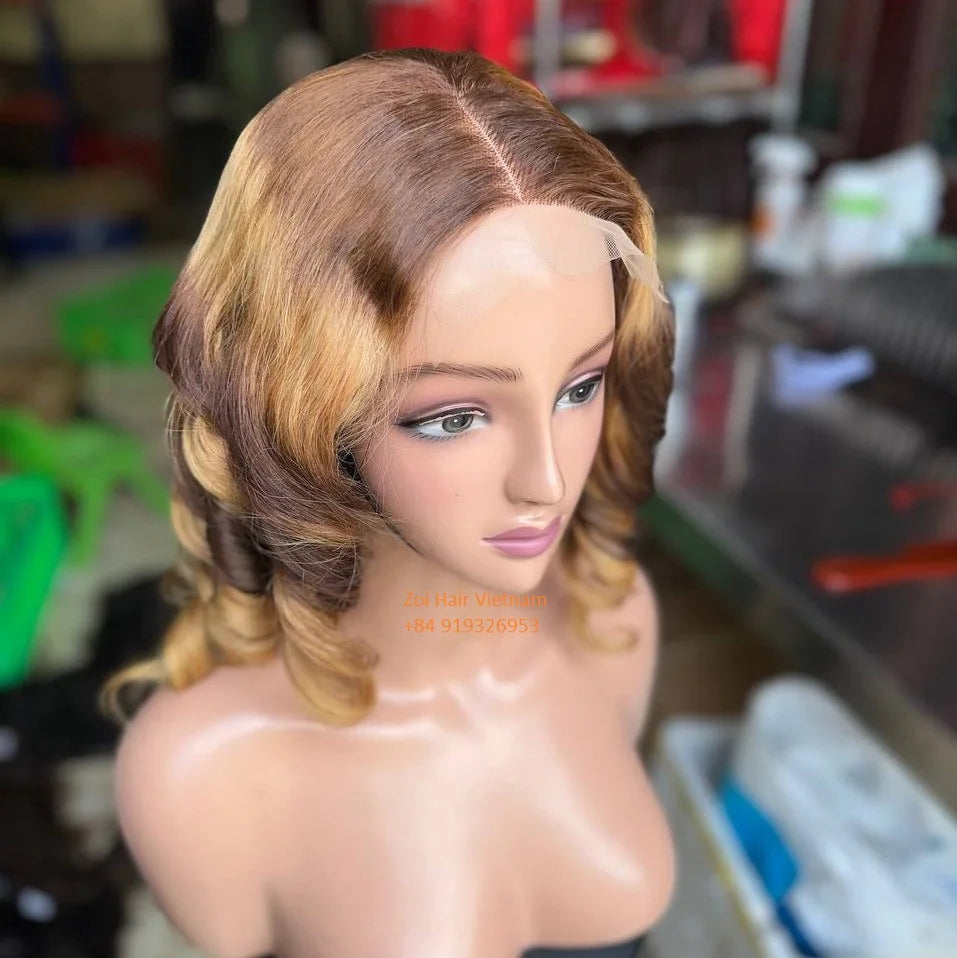 Trending Wigs Human Hair Lace Front Vietnamese Raw Hair Bouncy Curly Glueless Wigs Pixie Curls Perruque Customize