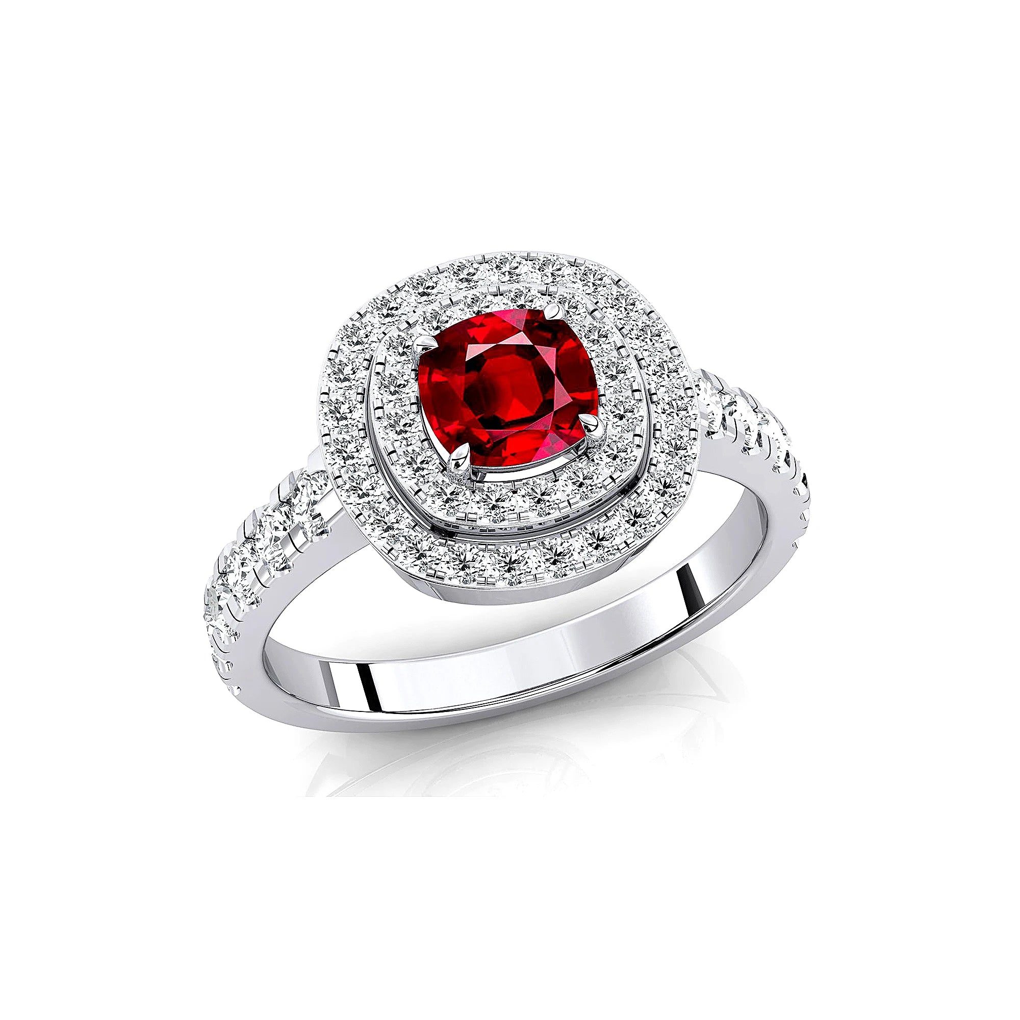 14k Solid Gold Rings Jewelry Rhodium Plated Lab Grown Ruby Gemstone and Real White Diamonds Classic Wedding Ring Fine Jewelry