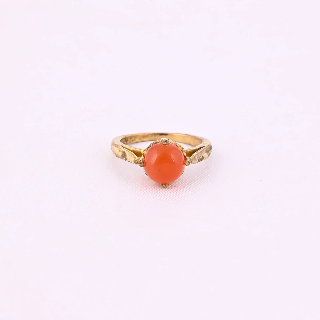 Luxvory RGDP022 Natural Red Coral Brass Gold Plated Trendy Fashion Ring for Women