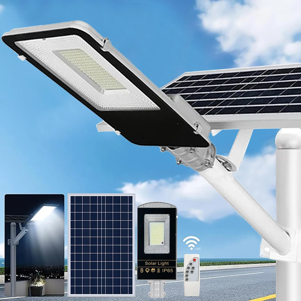8000mah High Power Solar Street Lights Outdoor Commercial Parking Lot Light Dusk to Dawn Solar Security Flood Lights Solar Lamp