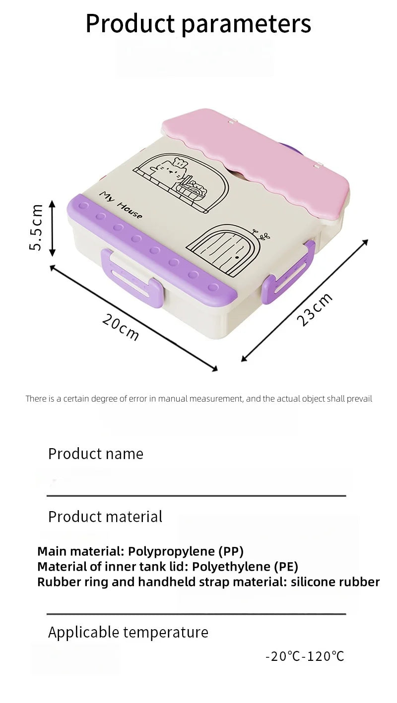 Portable Sealed Lunch Box Student Bento Box Microwave Available Heating School Office Staff Fruit Food Containers Forks Spoons
