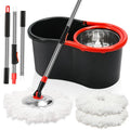 Spin Mop Bucket Set 360° Rotating Floor Cleaning Mop System with Microfiber Mop Heads Stainless Steel Wringer for Home Hardwood Tile Floors