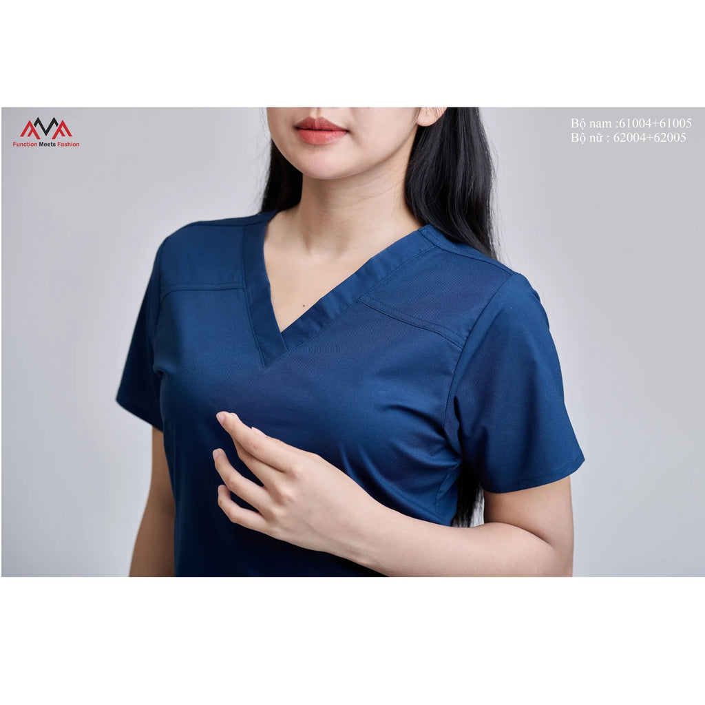 52% Cotton FMF Needle Unisex 45% Polyester Uniforms 3% Spandex WFX-CVC Fabric Detection In-Stock Vietnamese Medical Scrub Set