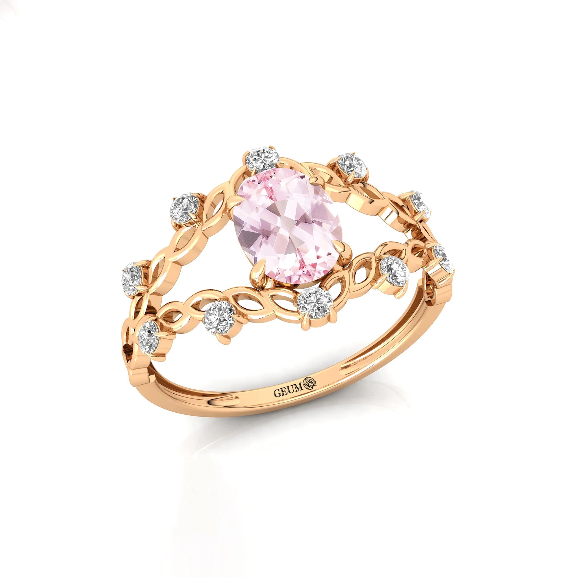 Classic Design Oval Cut 1.1 Ct Natural Morganite Gemstone Rings in 18k Solid Gold With Natural Diamonds Fine Bridal Rings OEM