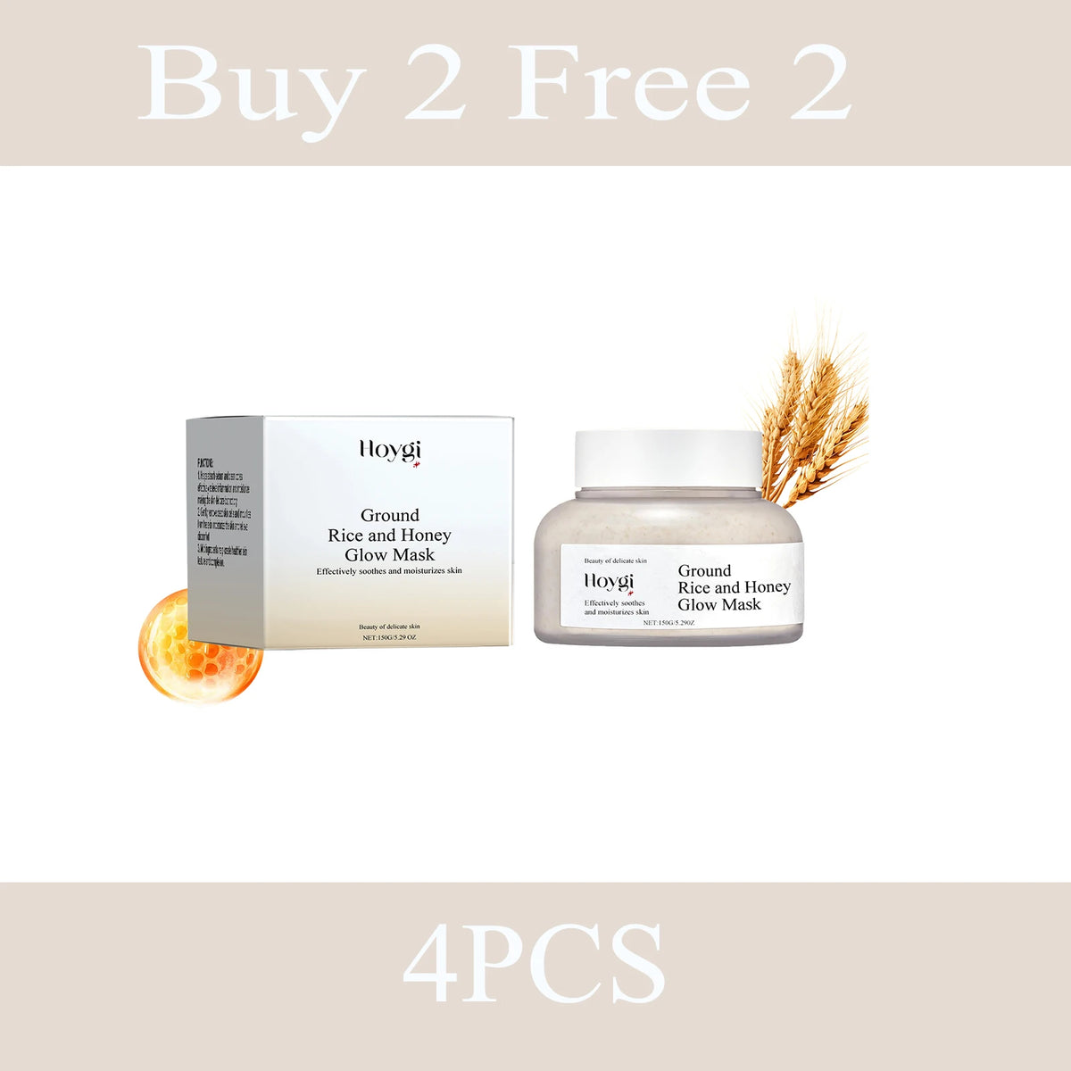 Hoygi 150g Rice Honey Brightening Mask Moisturizing Hydrating Nourishing Face Mask For Radiant Skin Daily Use Non Irritating