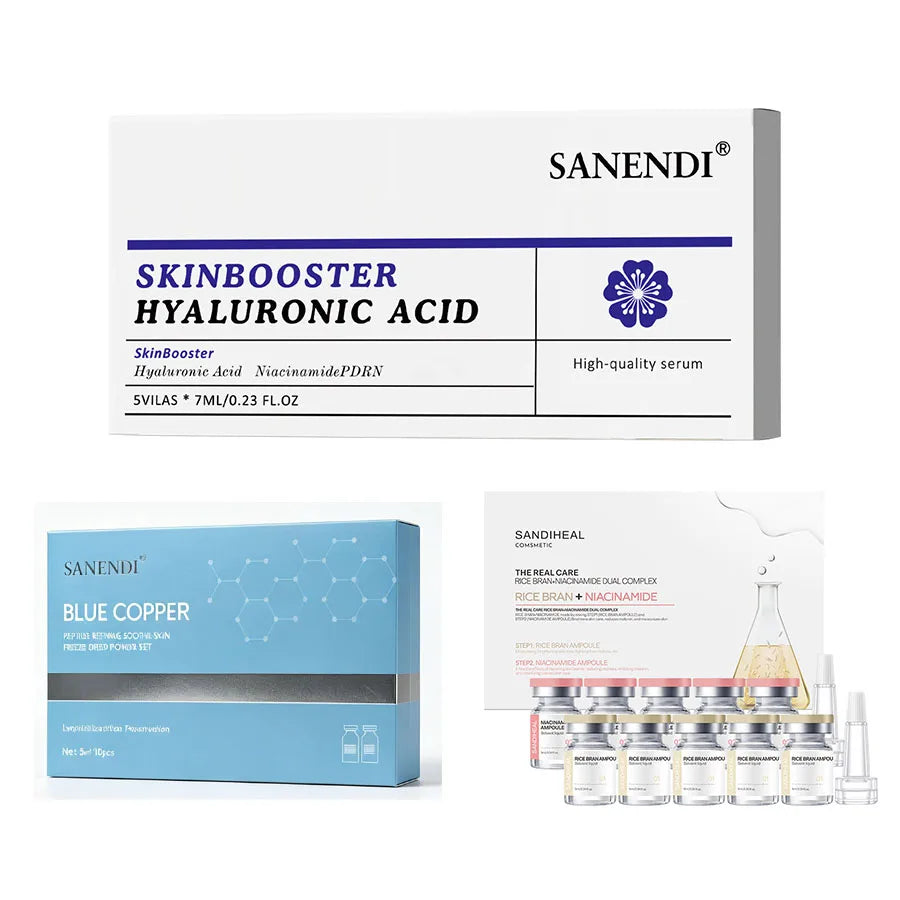 SANENDI Blue Copper Peptide Hyaluronic Acid Serum CICA B5 Face Care HA Korean Skin Care Solution 10Vials Beauty Salon Products
