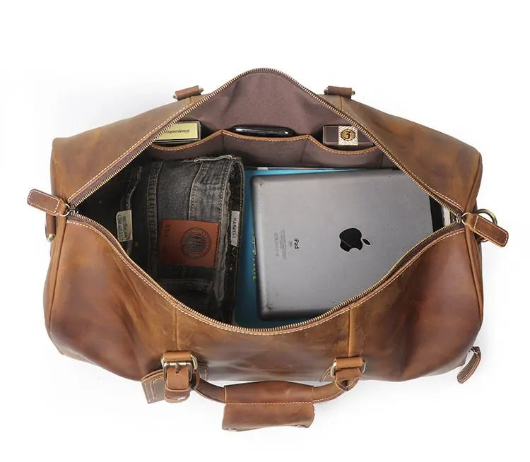 Travel Luggage Bag with Shoe Compartment Handmade Buff Leather Customer Logo 22 Inch Adimani High Quality Unisex