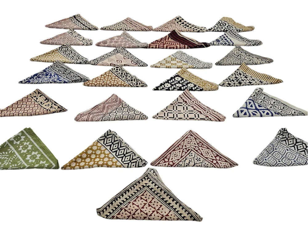 Wholesale Bulk Artisan Block Print Square Organic Cotton Bandana Scarf Paisley Design Hand Printed Durable Breathable Vibrant