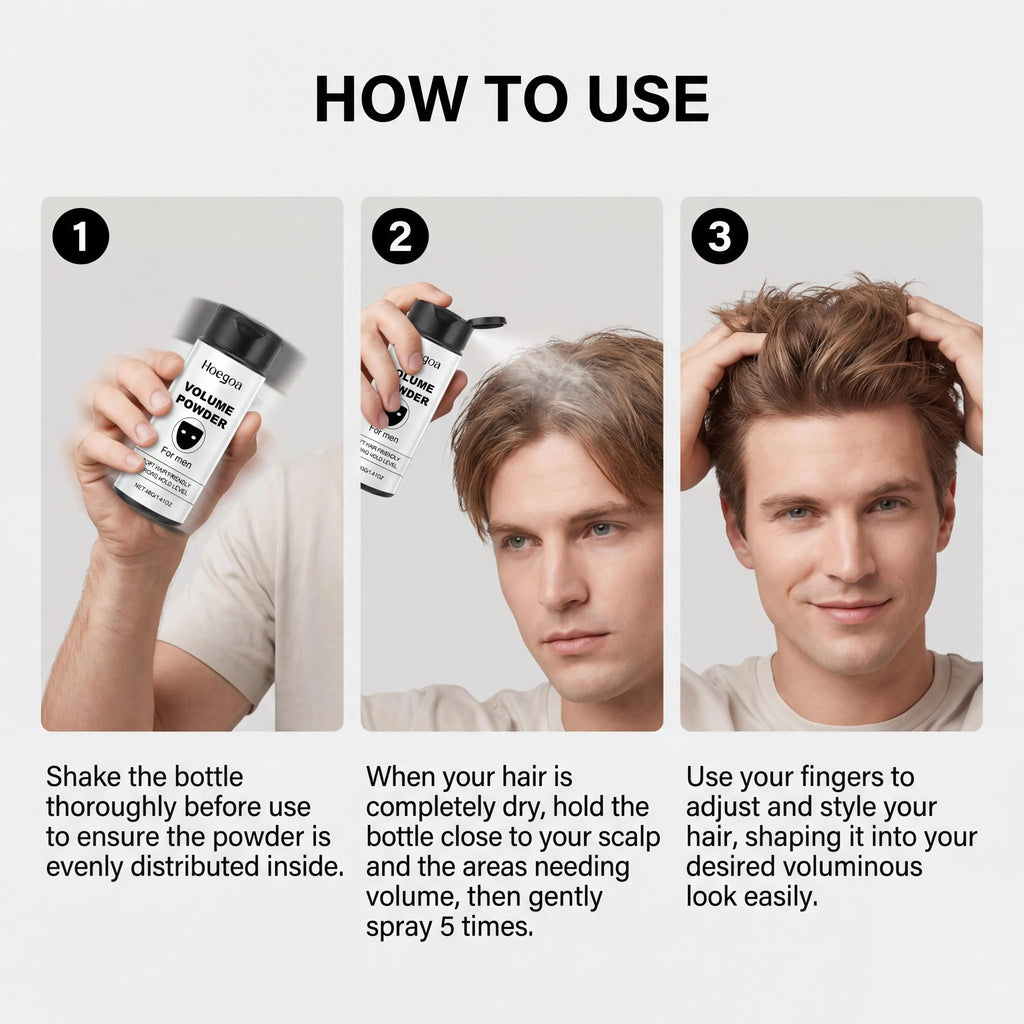 Hoegoa Men's Hair Volumizing Powder Oil Absorbing Matte Root Lift Styling Dust For Instant Volume Non Greasy Easy Application Fine Thin Hair Powder