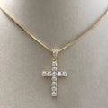 1 Carat Round Cut Lab Grown Diamond 14K White Gold VS Clarity E Color For Women's Diamond Cross Pendant